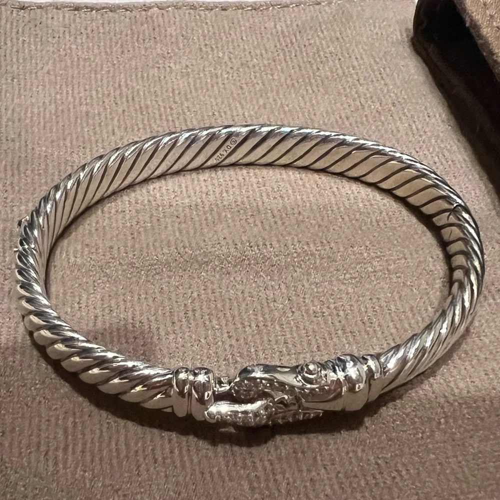 David Yurman cable bracelet w/ diamond clasp Authentic - Picture 1 of 5